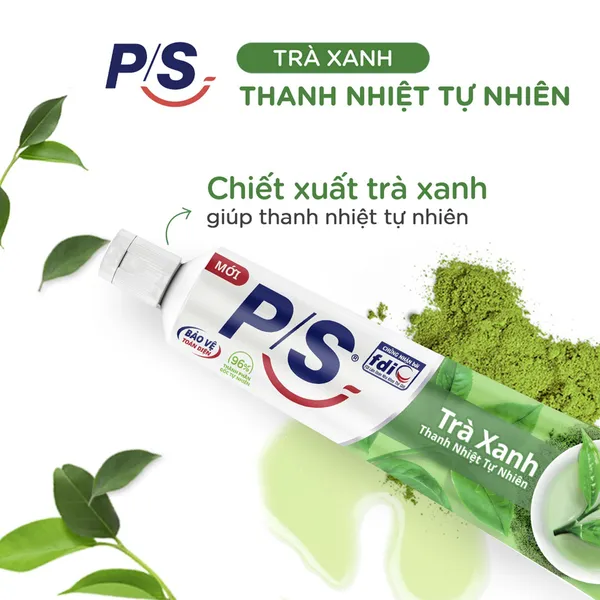 Bộ 3 Hộp Kem đánh răng P/S Thiên nhiên Trà Xanh giúp thanh nhiệt tự nhiên 230g