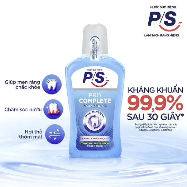 Bộ 2 Nước súc miệng P/S Chuyên gia kháng khuẩn 500ml giúp kháng khuẩn 99.9% chỉ sau 30 giây