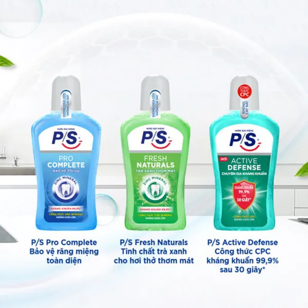 Bộ 2 Nước súc miệng P/S Chuyên gia kháng khuẩn 500ml giúp kháng khuẩn 99.9% chỉ sau 30 giây