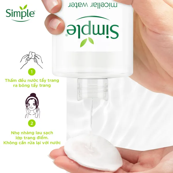 Nước tẩy trang Simple Micellar làm sạch 99% trang điểm - cho da thoáng mịn tức thì 400ml