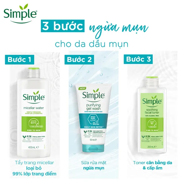 Sữa rửa mặt Simple Purifying giúp kiềm dầu và ngừa mụn hiệu quả 150ml