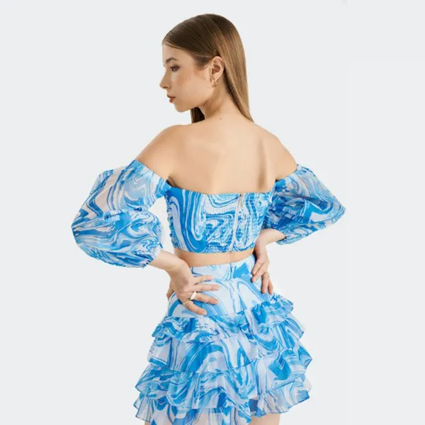Váy mini MARC FASHION form A hoạ tiết nhiều tầng
