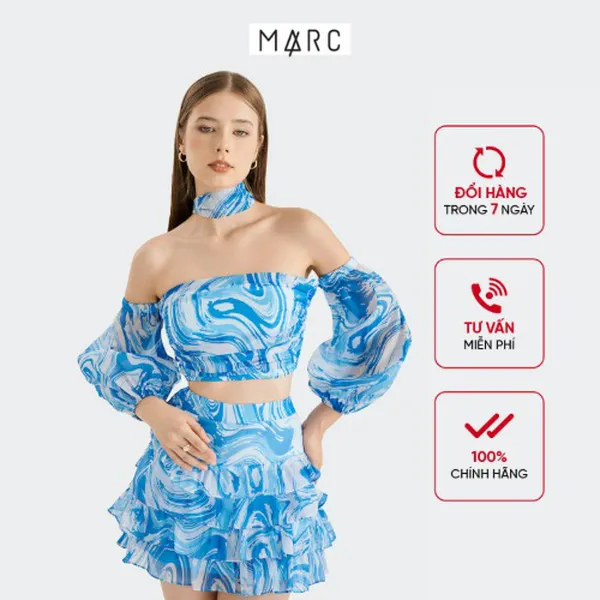 Váy mini MARC FASHION form A hoạ tiết nhiều tầng