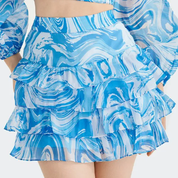 Váy mini MARC FASHION form A hoạ tiết nhiều tầng
