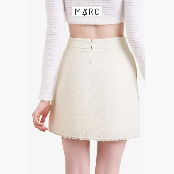 Váy nữ MARC FASHION bố mini form A viền ngọc trai