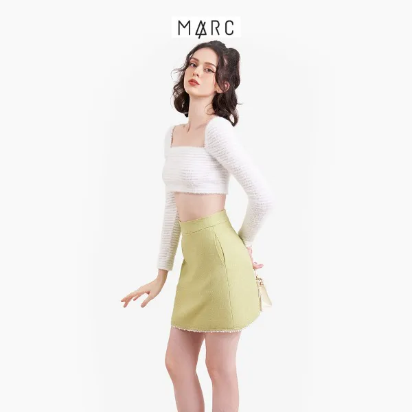 Váy nữ MARC FASHION bố mini form A viền ngọc trai