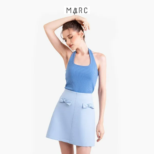 Váy nữ MARC FASHION mini form A 2 túi trước đính nơ