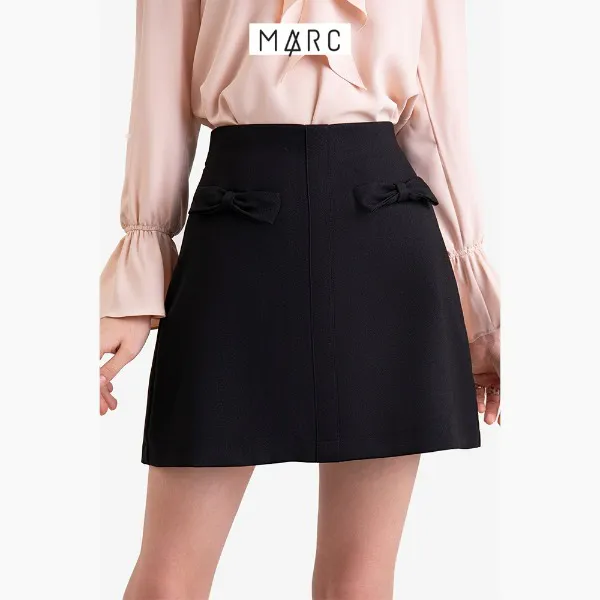 Váy nữ MARC FASHION mini form A 2 túi trước đính nơ