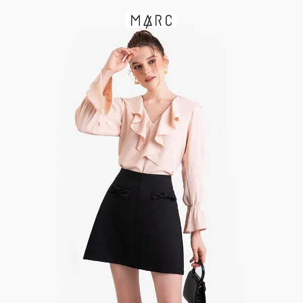 Váy nữ MARC FASHION mini form A 2 túi trước đính nơ