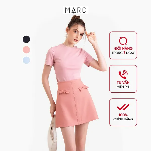 Váy nữ MARC FASHION mini form A 2 túi trước đính nơ