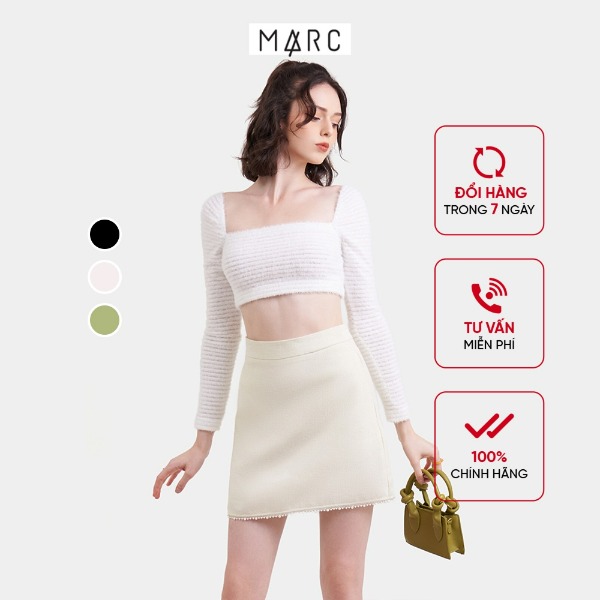 Váy nữ MARC FASHION bố mini form A viền ngọc trai Váy nữ MARC FASHION bố mini form A viền ngọc trai