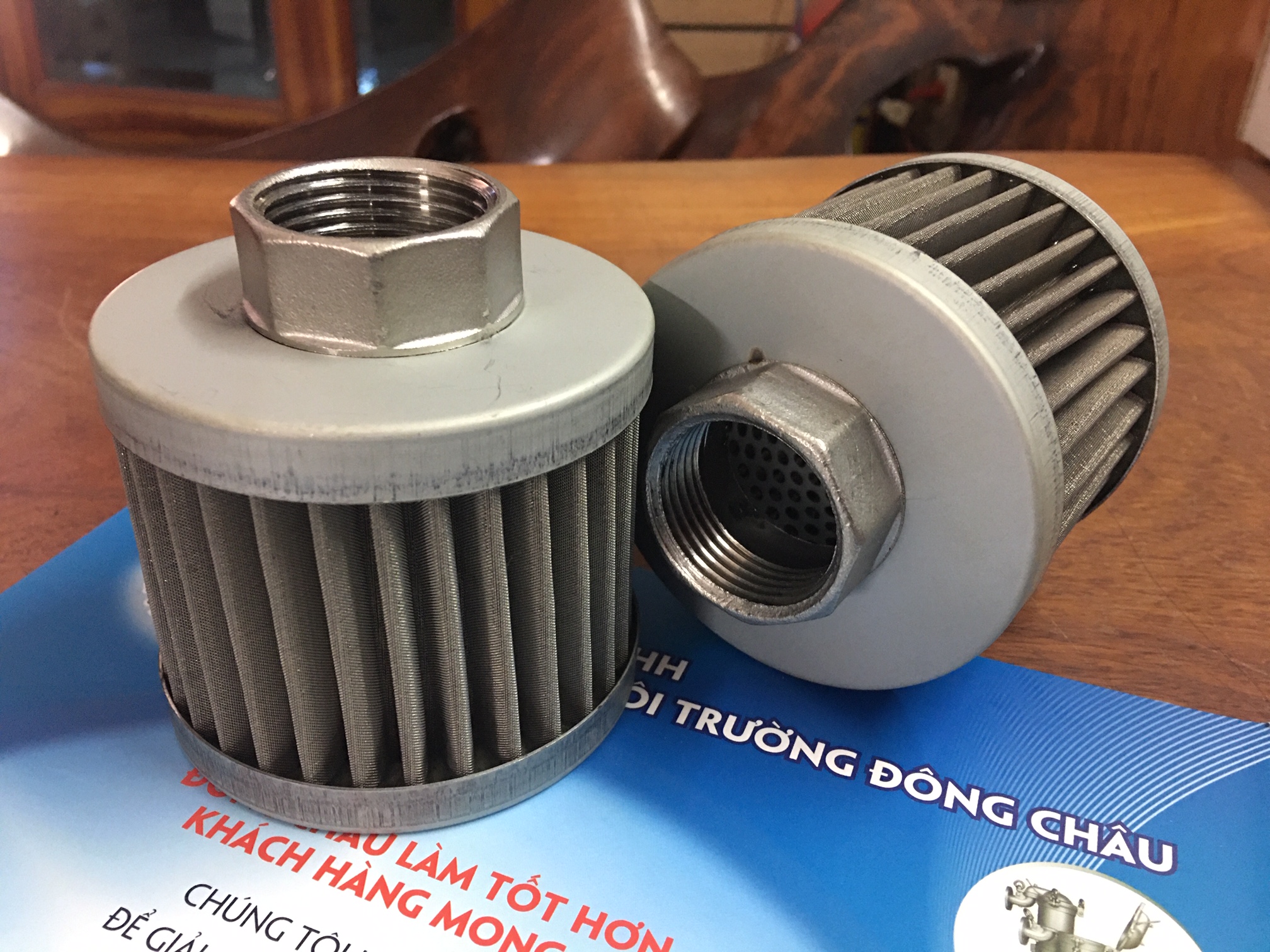 Phin lõi lọc cặn dầu thủy lực inox ren trong