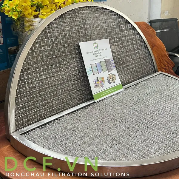 Khung lọc khí bùi nhùi inox bán nguyệt