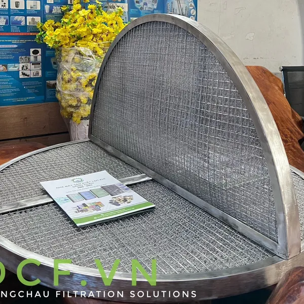 Khung lọc khí bùi nhùi inox bán nguyệt