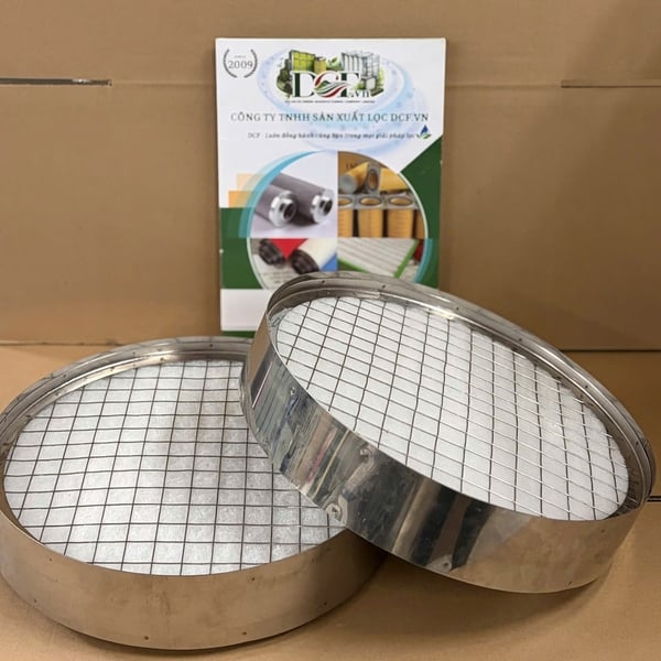 Lõi lọc bụi G4 hình tròn Ø300mm khung inox cho ống gió tròn