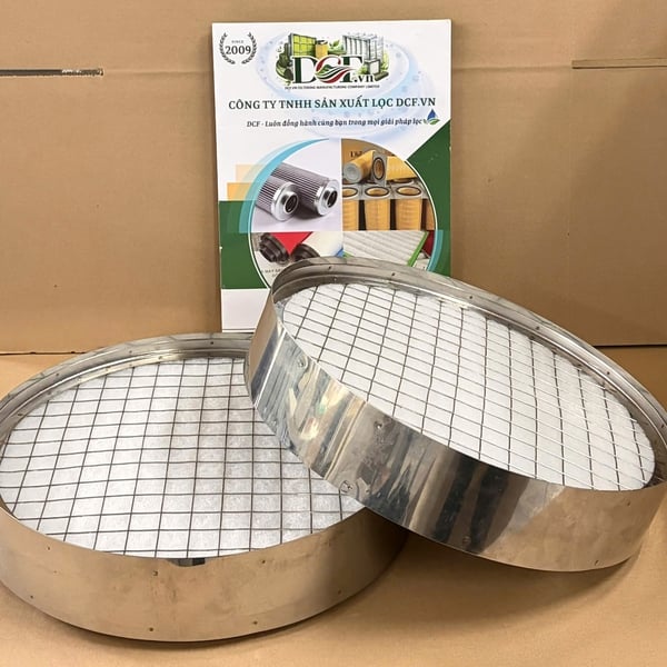 Lõi lọc bụi G4 hình tròn Ø300mm khung inox cho ống gió tròn