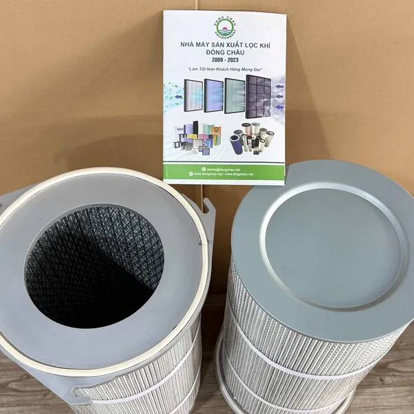 Phin lọc bụi PE 3 ngàm – Nắp sắt – Các lớp nhôm lượn sóng DCF