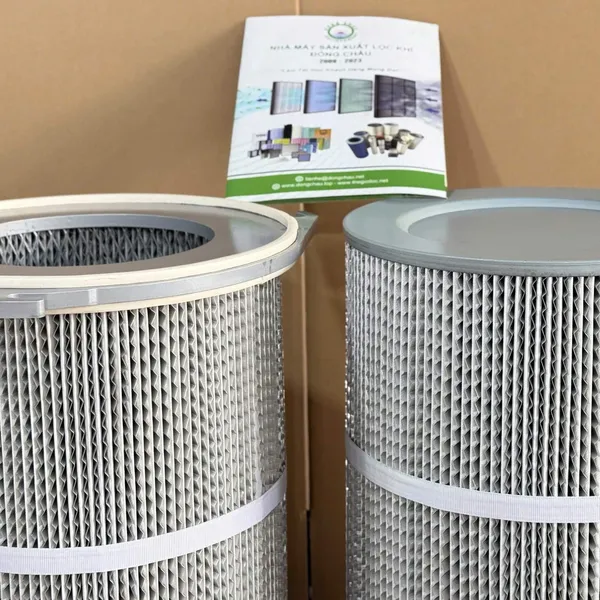 Phin lọc bụi PE 3 ngàm – Nắp sắt – Các lớp nhôm lượn sóng DCF