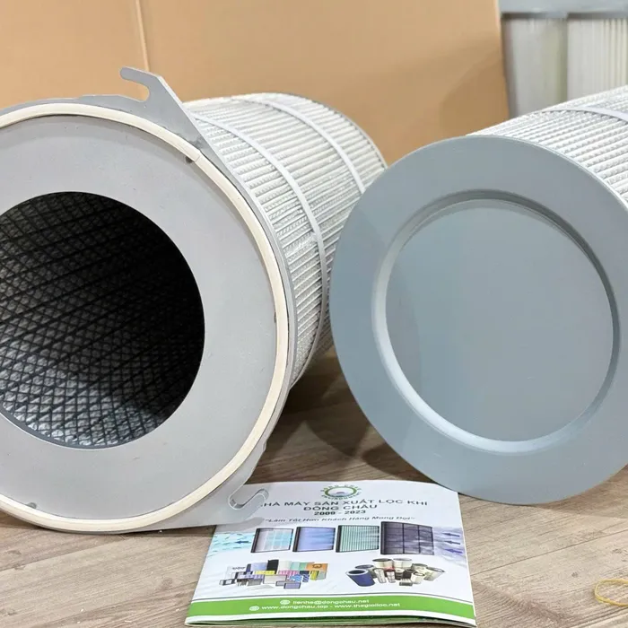 Phin lọc bụi PE 3 ngàm – Nắp sắt – Các lớp nhôm lượn sóng DCF