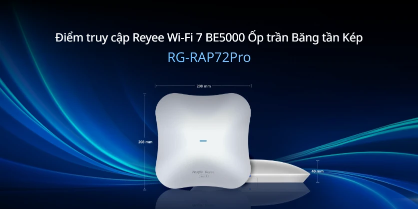 Access Point WiFi 7 Ruije-RG-RAP72Pro băng tần kép, chuẩn BE5040 Access Point WiFi 7 Ruije-RG-RAP72Pro băng tần kép, chuẩn BE5040