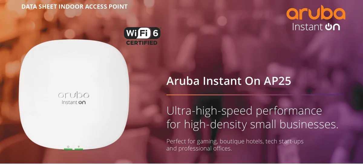 Aruba Instant On AP25 – access point WiFi 6 4x4 hiệu năng cao cho doanh nghiệp nhỏ đông người dùng Aruba Instant On AP25 – access point WiFi 6 4x4 hiệu năng cao cho doanh nghiệp nhỏ đông người dùng