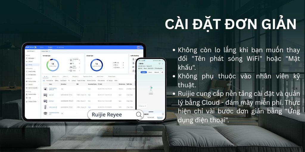 Cài đặt tên phát sóng WiFi và mật khẩu cho Ruijie RG-EW3000GX Pro đơn giản qua Cloud