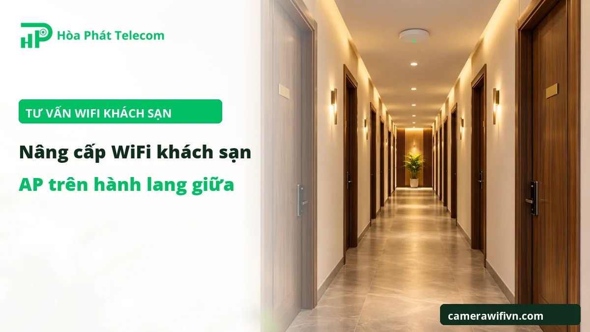 Lắp WiFi hành lang khách sạn mini bằng access point ốp trần Lắp WiFi hành lang khách sạn mini bằng access point ốp trần