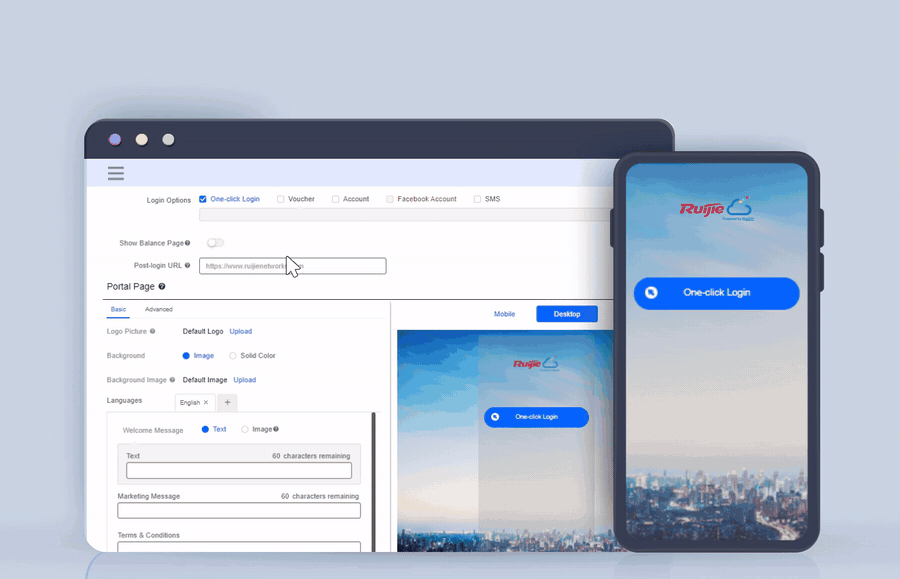 Ảnh động tùy chỉnh trang đăng nhập WiFi (captive portal) với logo, ảnh nền trên router RG-EG210G-P-V3 Ảnh động tùy chỉnh trang đăng nhập WiFi (captive portal) với logo, ảnh nền trên router RG-EG210G-P-V3