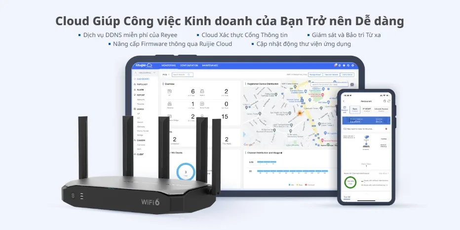 Quản lý router RG-EG105GW-X qua Ruijie Cloud: DDNS miễn phí, xác thực cổng thông tin, giám sát và cập nhật firmware từ xa Quản lý router RG-EG105GW-X qua Ruijie Cloud: DDNS miễn phí, xác thực cổng thông tin, giám sát và cập nhật firmware từ xa