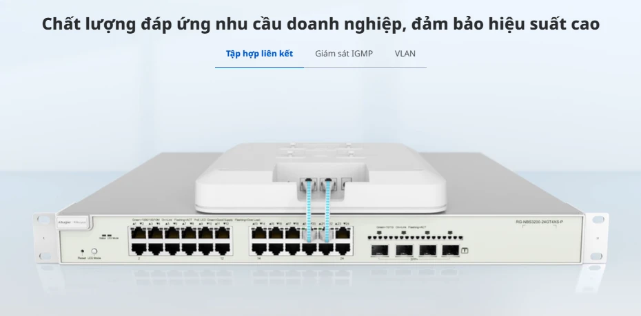 Ruijie RG-NBS3200-24SFP/8GT4XS có khả năng gộp băng thông các cổng mạng Ruijie RG-NBS3200-24SFP/8GT4XS có khả năng gộp băng thông các cổng mạng
