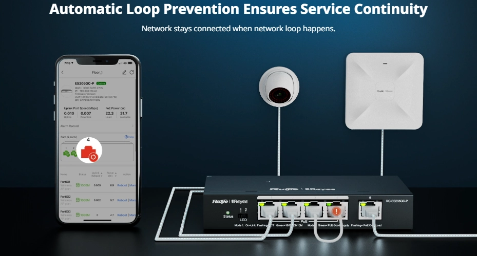 Switch chống loop mạng Ruijie RG-ES206GC-P Switch chống loop mạng Ruijie RG-ES206SC-P