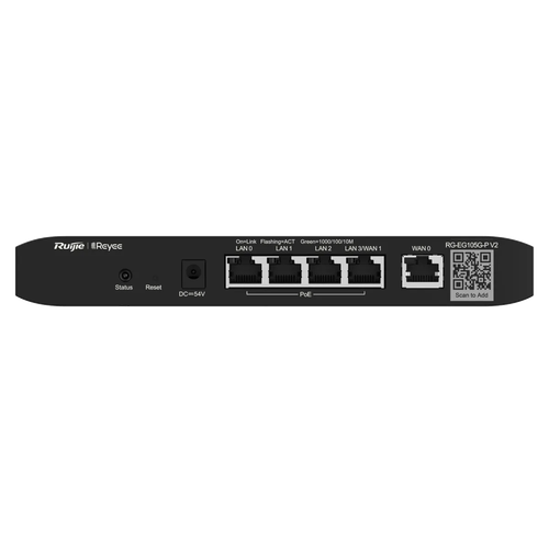 Ruijie RG-EG105G-P V2 – Router Cân Bằng Tải PoE 54W, 5 Cổng Gigabit, Cloud