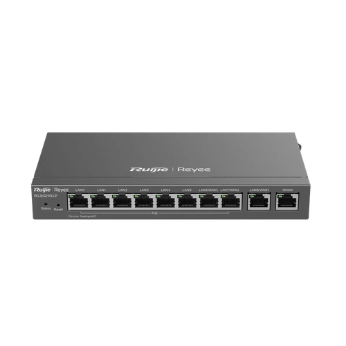 Ruijie RG-EG210G-P – Router Cân Bằng Tải 10 Cổng, 8 Cổng PoE+, 200 Người Dùng