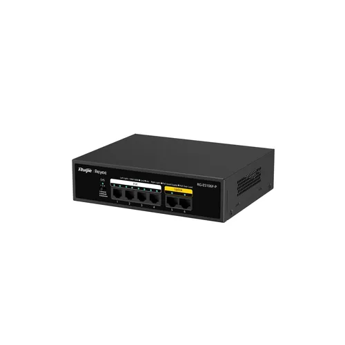 Switch PoE 4 Cổng Ruijie Reyee RG-ES106F-P, 2 Cổng Uplink, Cắm Là Chạy, Tối Ưu Cho Camera