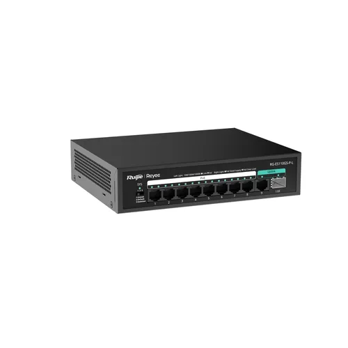 Switch PoE 10 Cổng Ruijie RG-ES110GS-P-L (8 Port PoE+, 1 Uplink 1GB, 1 Uplink SFP)
