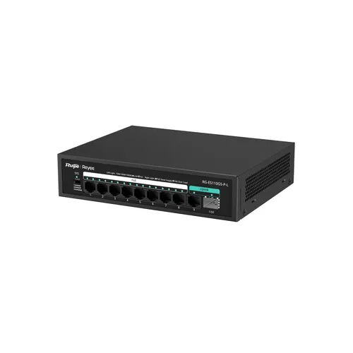 Switch PoE 10 Cổng Ruijie RG-ES110GS-P-L (8 Port PoE+, 1 Uplink 1GB, 1 Uplink SFP)