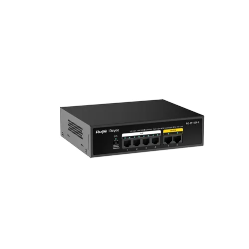 Switch Ruijie RG-ES106F-P - Switch PoE 4 cổng + 2 Uplink (PoE+/54W)