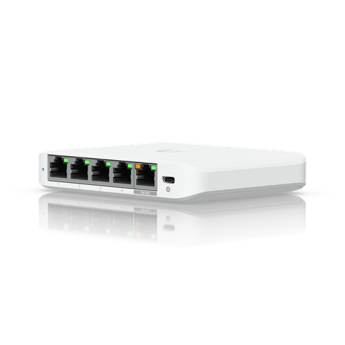 UniFi Flex Mini 2.5G – Switch 5 Cổng 2.5GbE Quản Lý, Nguồn USB-C Hoặc PoE