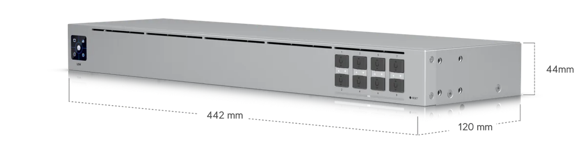 Kích thước USW-Aggregation 442 x 120 x 43.7 mm, chuẩn rack 1U Kích thước USW-Aggregation 442 x 120 x 43.7 mm, chuẩn rack 1U