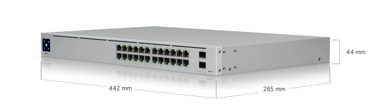 Kích thước USW-Pro-24 442 x 285 x 44 mm, chuẩn rack 1U Kích thước USW-Pro-24 442 x 285 x 44 mm, chuẩn rack 1U