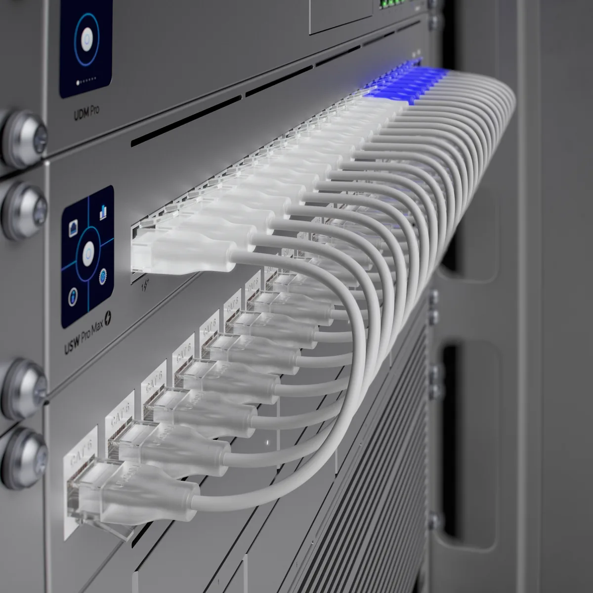 Cận cảnh cổng Etherlighting phát sáng trên USW-Pro-Max-24-PoE Cận cảnh cổng Etherlighting phát sáng trên USW-Pro-Max-24-PoE