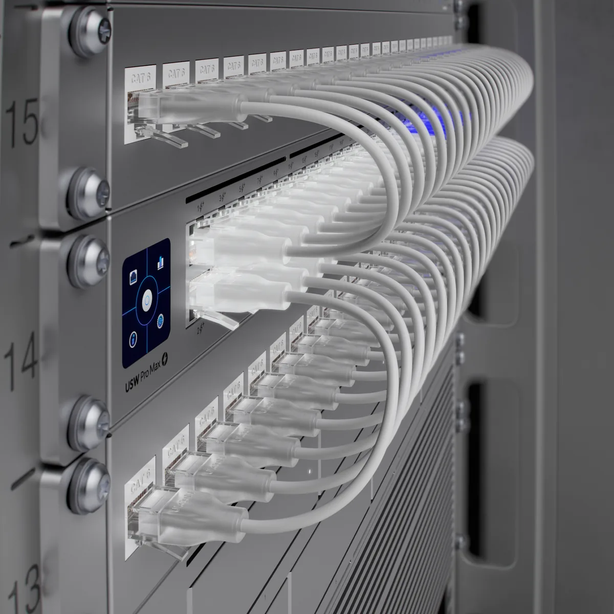 Cận cảnh cổng Etherlighting và màn hình cảm ứng trên USW-Pro-Max-48-PoE Cận cảnh cổng Etherlighting và màn hình cảm ứng trên USW-Pro-Max-48-PoE