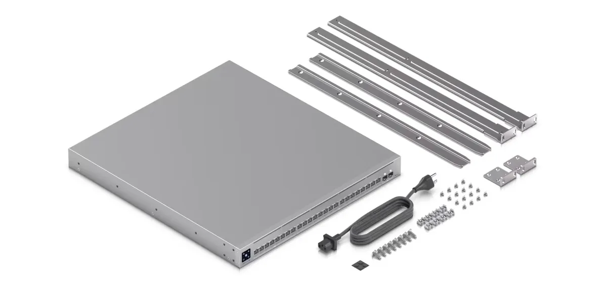 Phụ kiện USW-Pro-XG-24-PoE: ray trượt rack, dây nguồn, tai rack, ốc vít Phụ kiện USW-Pro-XG-24-PoE: ray trượt rack, dây nguồn, tai rack, ốc vít