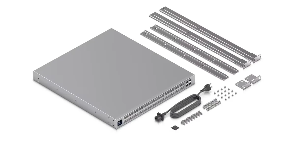 Phụ kiện USW-Pro-XG-48: ray trượt rack, dây nguồn, tai rack, ốc vít Phụ kiện USW-Pro-XG-48: ray trượt rack, dây nguồn, tai rack, ốc vít