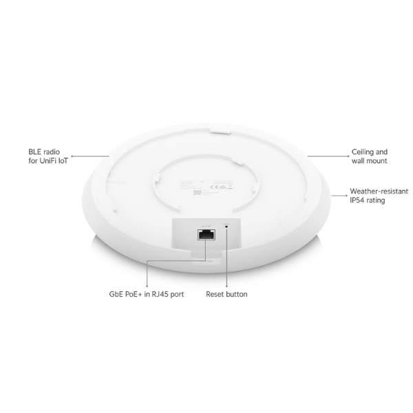 Cổng kết nối và mặt dưới thiết bị UniFi U6 LR