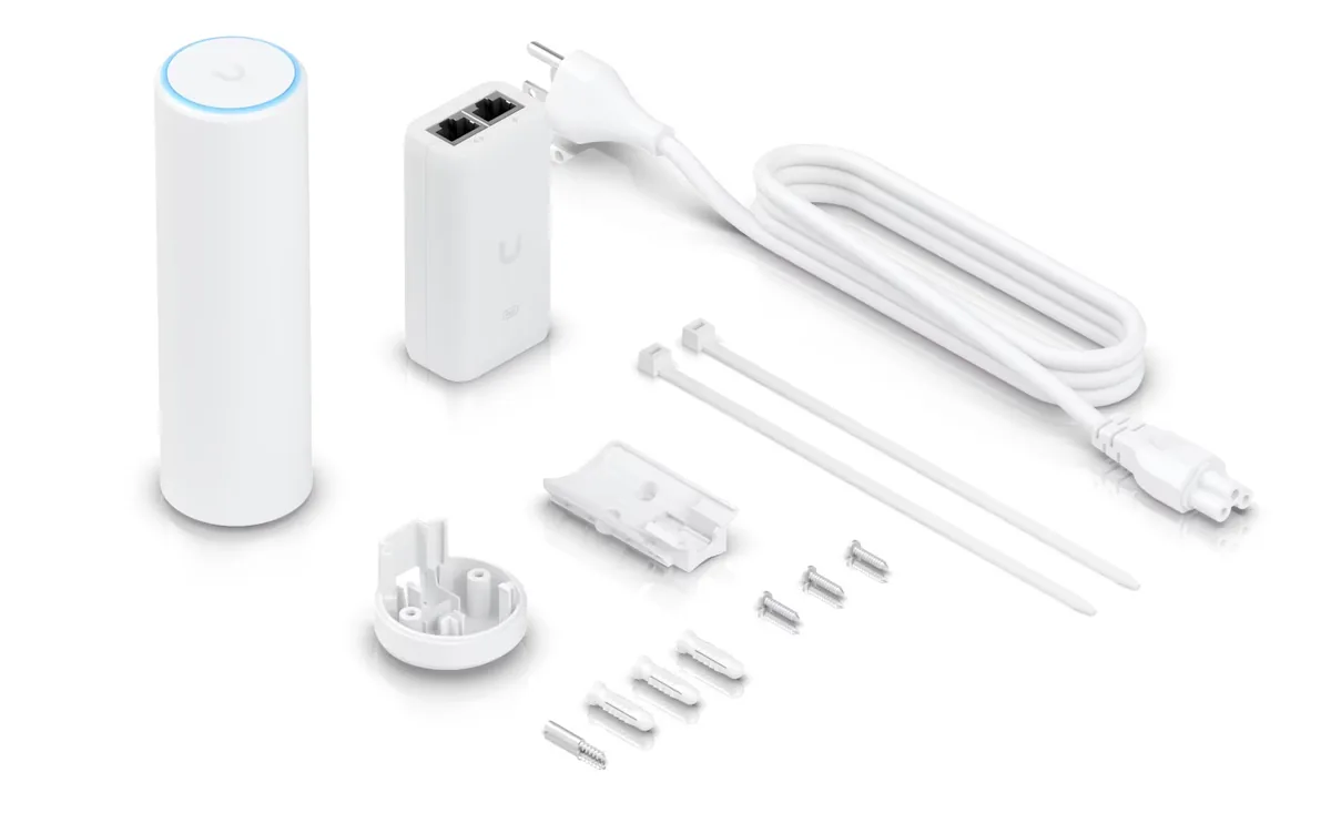 Phụ kiện U6 Mesh: adapter PoE 48V 0.32A, dây nguồn, giá gắn tường, chân đế, dây rút, ốc vít Phụ kiện U6 Mesh: adapter PoE 48V 0.32A, dây nguồn, giá gắn tường, chân đế, dây rút, ốc vít