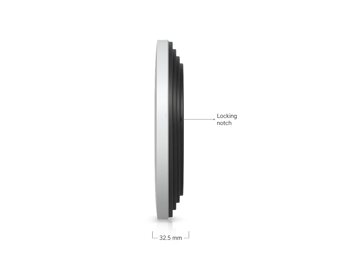 Độ dày UniFi U7 Pro XG 32.5 mm và khóa đế Độ dày UniFi U7 Pro XG 32.5 mm và khóa đế