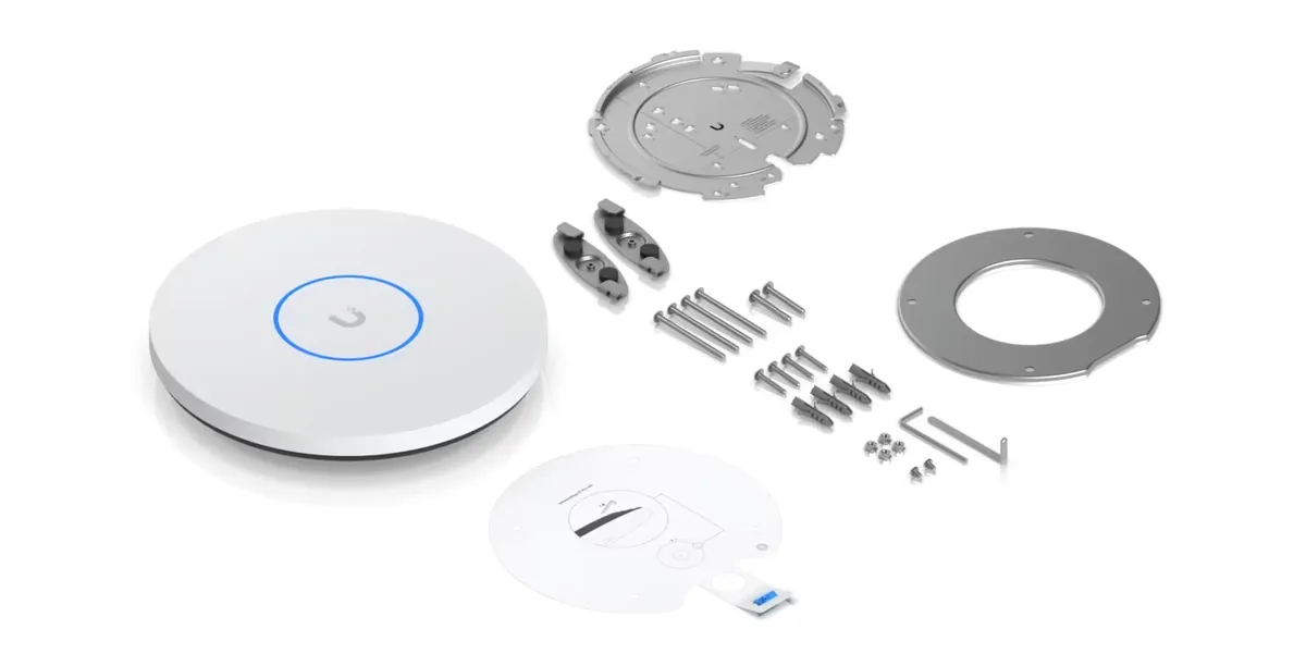 Phụ kiện UniFi U7 Pro XG: đế gắn trần/tường, vít, vòng ốp Phụ kiện UniFi U7 Pro XG: đế gắn trần/tường, vít, vòng ốp