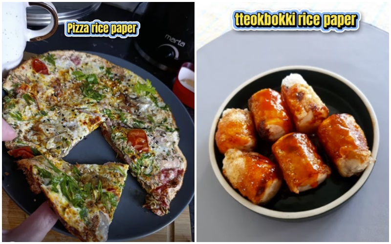 Rice paper tteokbokki and rice paper pizza Rice paper tteokbokki and rice paper pizza
