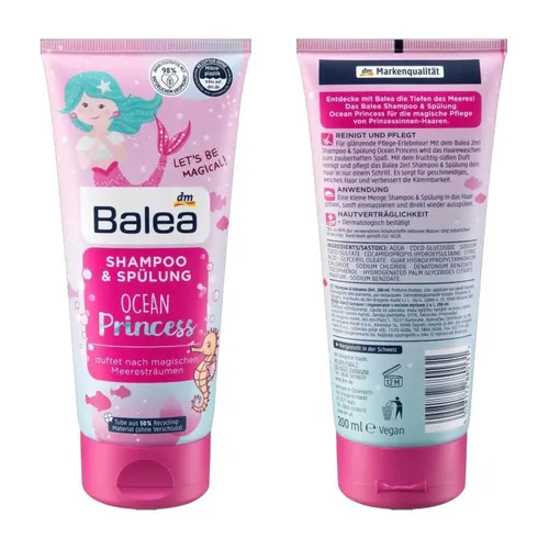 Dầu Gội Xả Công Chúa Cho Bé Balea Shampoo & Spulung Ocean Princess 200ml của Đức